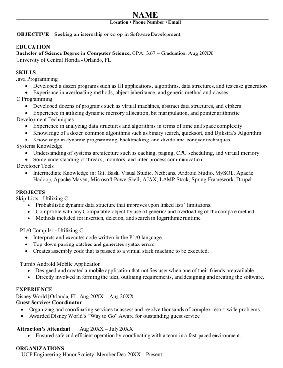 Classic resume template preview — AchiVAI ATS-friendly