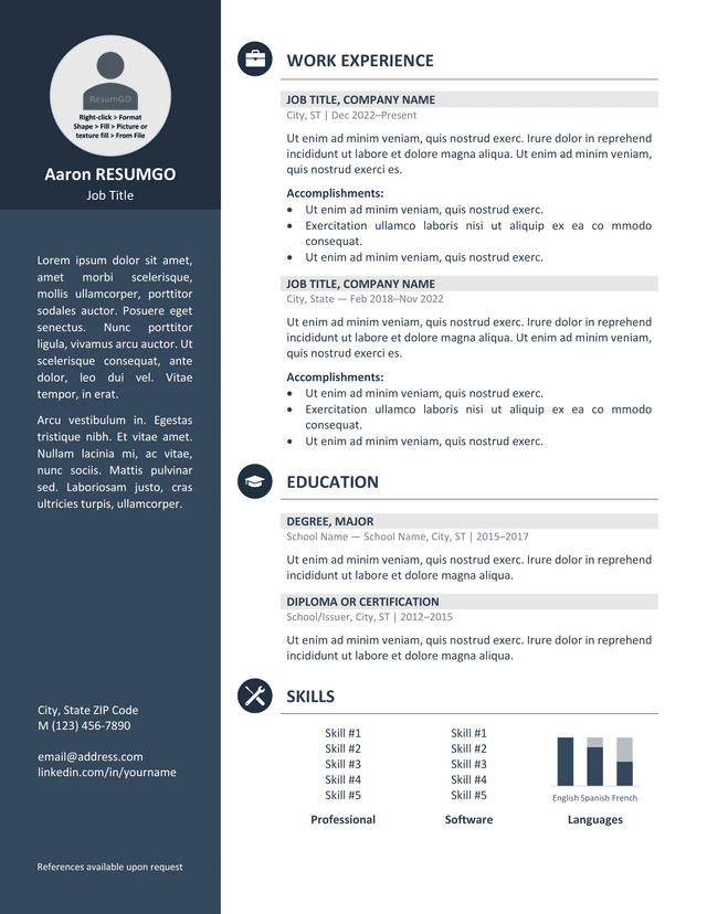 Modern resume template preview — AchiVAI ATS-friendly